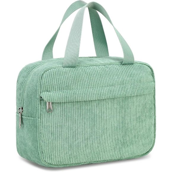 Women Cute Corduroy Travel Tote Large Zipper Make Up Organizer Toiletry Bags - Picture 1 of 7